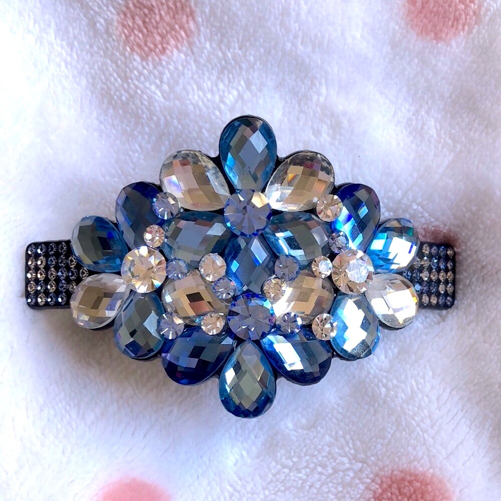 NWOT Elegant Blue and White Flower Rhinestones Hair Clip 💙🤍